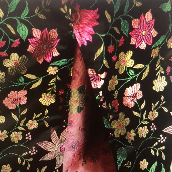 Black Satin Floral Jacquard Strapless Midi Dress - Picture 3 of 4